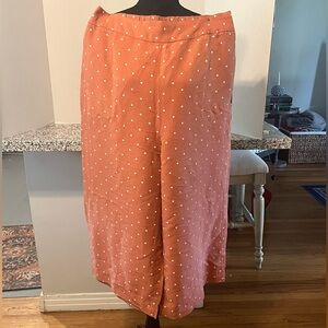 Madewell Peach Polka Dot wide leg Linen Culottes